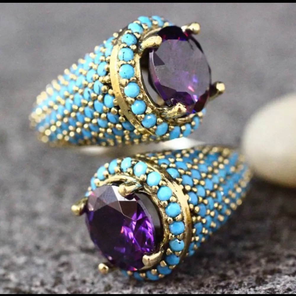 Size 7 simulated amythest and simulated turquoise